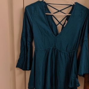 Blue Blouse With Beautiful Strapped Back!!